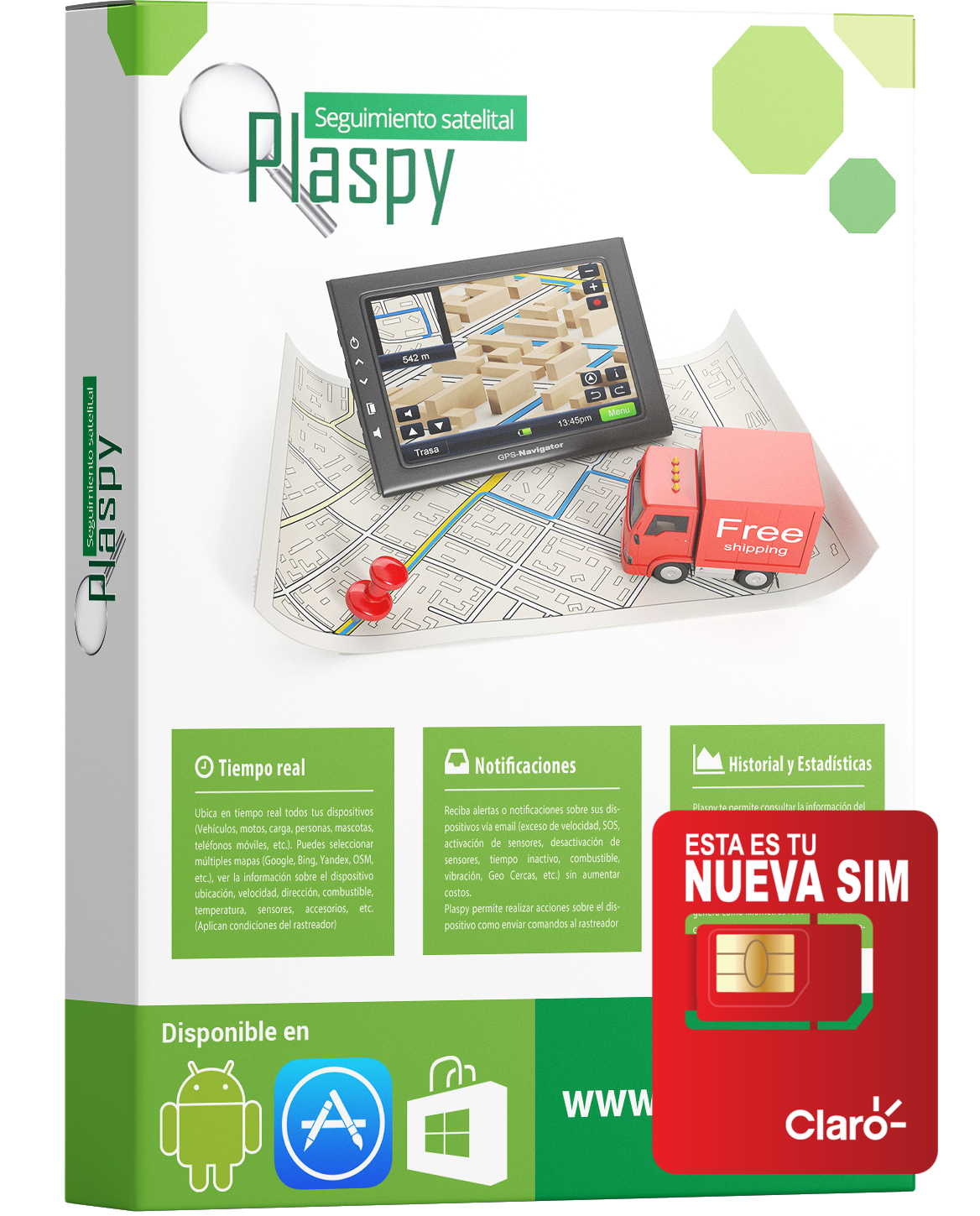 Suscripción por 1 año de Plaspy para 1 dispositivo + 1 Año de datos con Claro (600Mb anuales)